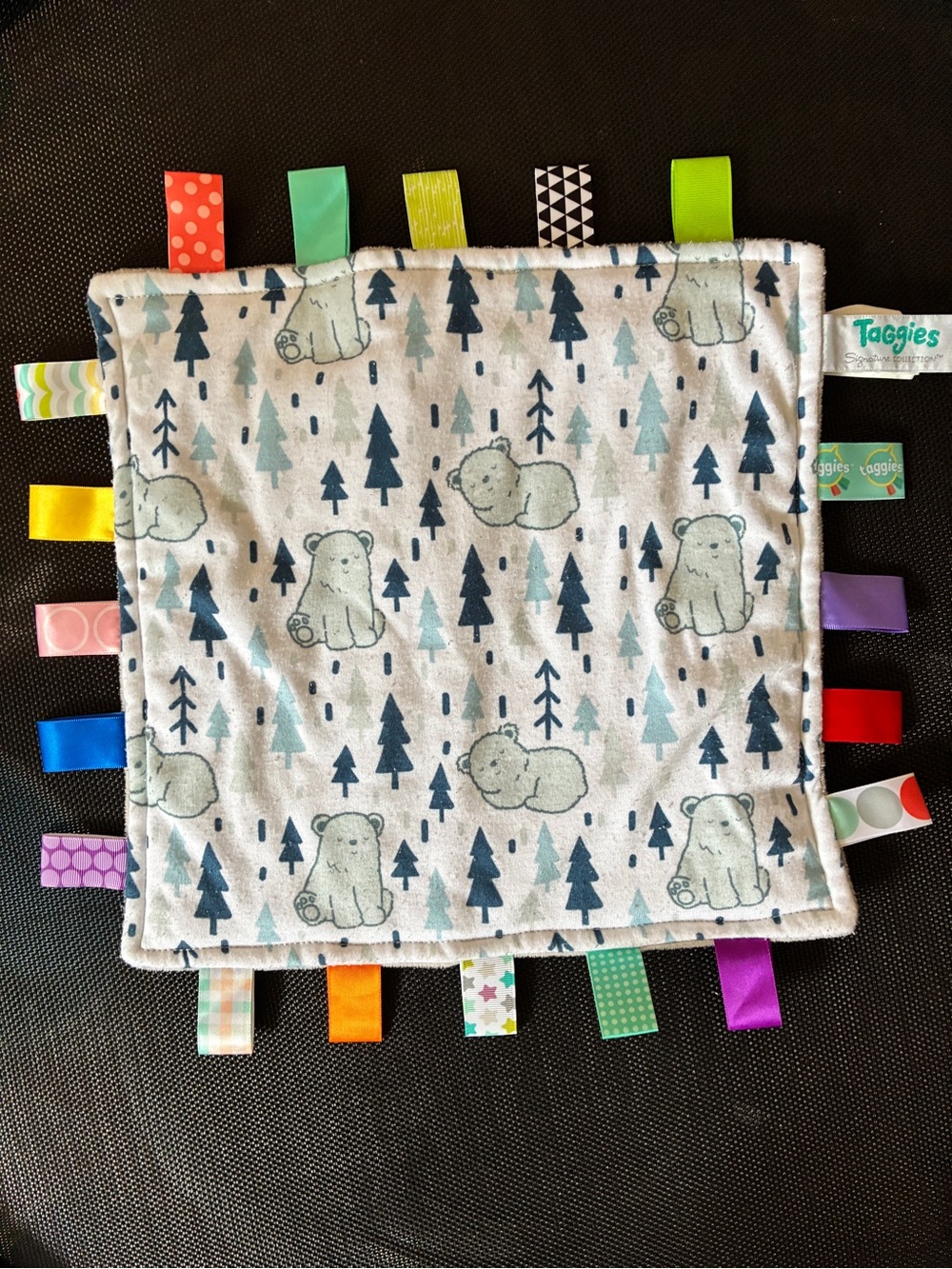 Taggies Soft Tag Sensory Cloth - Teal, White, Lime